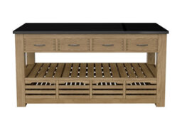 Baumhaus Kitchen Island (Oak) Four Drawer With Black Granite Top - thumbnail 4