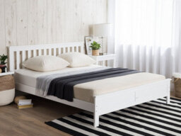 Beliani Bed Pine Wood Mayenne 160 X 200 Cm (Eu King Size) White - thumbnail 2