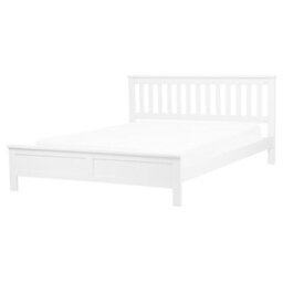 Beliani Bed Pine Wood Mayenne 160 X 200 Cm (Eu King Size) White - thumbnail 1