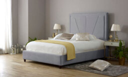 Adore Designs Adore Living Grey Plush Velvet Geometric Upholstered Panel Bed With Pocket Sprung Mattress - thumbnail 2