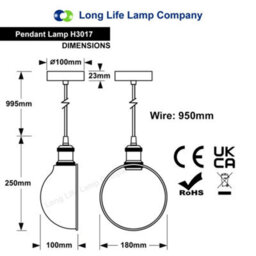 Long Life Lamps Company Industrial Vintage Brass Half Scone Pendant Light H3017 - thumbnail 2