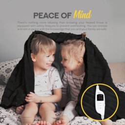 Monhouse Heated Throw - Electric Blanket - Digital Controller - 9Hr Timer, 9 Heat Settings - Single 130X160Cm - Black Shearling - thumbnail 3