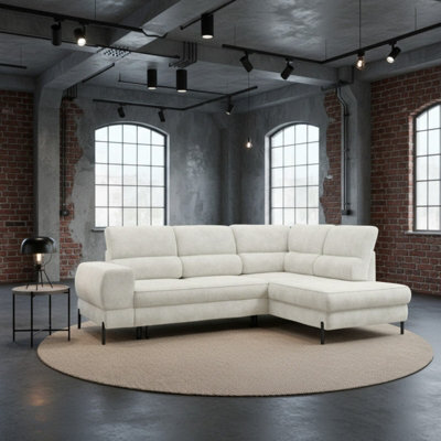 Clinton Corner Sofa Bed Contoured Ergonomic Seating With Large Bedding Storage Container And Sleep Function White Right - image 1