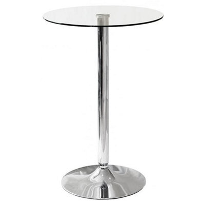Furniture in Fashion Gino Bistro Bar Table In Clear Glass With Chrome Base