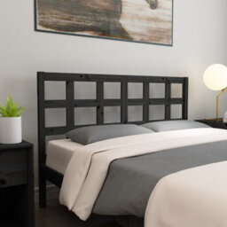 Berkfield Bed Headboard Black 145.5X4X100 Cm Solid Wood Pine - thumbnail 5