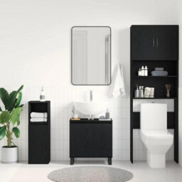 Berkfield Modern Bathroom Sink Cabinet Black Oak 58X33X60 Cm Engineered Wood - thumbnail 4