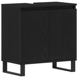 Berkfield Modern Bathroom Sink Cabinet Black Oak 58X33X60 Cm Engineered Wood - thumbnail 1