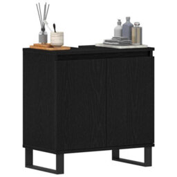Berkfield Modern Bathroom Sink Cabinet Black Oak 58X33X60 Cm Engineered Wood - thumbnail 3