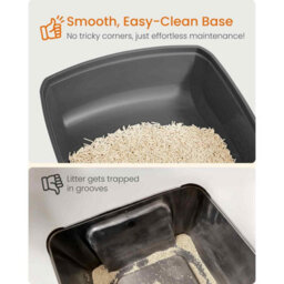 Xxl Open Top Cat Litter Tray With High Sides, Spacious Litter Box For Kittens And Adult Cats, Scoop Included, Slate Grey - thumbnail 4