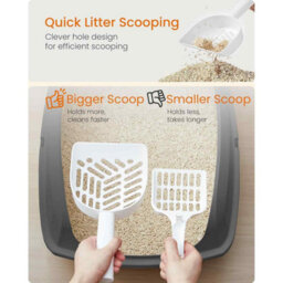 Xxl Open Top Cat Litter Tray With High Sides, Spacious Litter Box For Kittens And Adult Cats, Scoop Included, Slate Grey - thumbnail 5