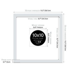 "10X10"" Light Grey Picture Frame - 10X10"" Square Frame With 6X6"" Mount For 10X10""/6X6"" Pictures Moderrn Style Thin Edge, 1 Pack" - thumbnail 2
