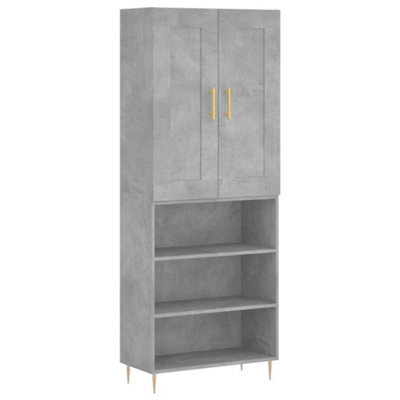 Berkfield Elegant Highboard Concrete Grey 69.5X34X180 Cm Engineered Wood