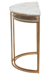 Orsina Set Of 2 Marble Top Natural Side Table, Open Design Bedside Table, Semi-Circle End Table For Living Room - thumbnail 4