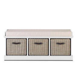 Statement Furniture Tetbury 3 Brown Faux Rattan And Cream Cushion Hallway Set -White - thumbnail 7