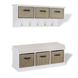 Statement Furniture Tetbury 3 Brown Faux Rattan And Cream Cushion Hallway Set -White - thumbnail 3