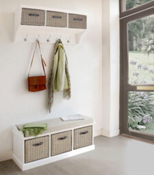 Statement Furniture Tetbury 3 Brown Faux Rattan And Cream Cushion Hallway Set -White - thumbnail 1