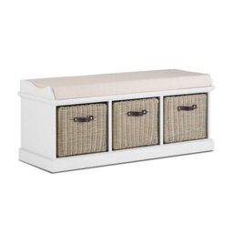 Statement Furniture Tetbury 3 Brown Faux Rattan And Cream Cushion Hallway Set -White - thumbnail 8