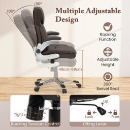Costway Executive Office Chair Pu Leather Computer Desk Ergonomic Chair W/ Rock Function - thumbnail 5
