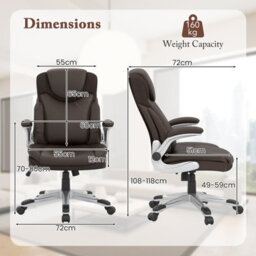 Costway Executive Office Chair Pu Leather Computer Desk Ergonomic Chair W/ Rock Function - thumbnail 2