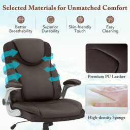 Costway Executive Office Chair Pu Leather Computer Desk Ergonomic Chair W/ Rock Function - thumbnail 7