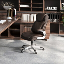 Costway Executive Office Chair Pu Leather Computer Desk Ergonomic Chair W/ Rock Function - thumbnail 4