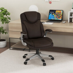 Costway Executive Office Chair Pu Leather Computer Desk Ergonomic Chair W/ Rock Function - thumbnail 3