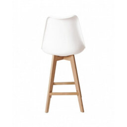 Fusion Living Soho White & Red Plastic Bar Stool With Light Wood Legs - thumbnail 4