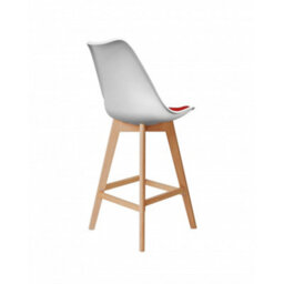 Fusion Living Soho White & Red Plastic Bar Stool With Light Wood Legs - thumbnail 3