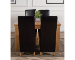 That's Furniture Dakota 127 X 82 Cm Chunky Oak Small Dining Table And 4 Chairs Dining Set With Lola Black Leather Chairs - thumbnail 2