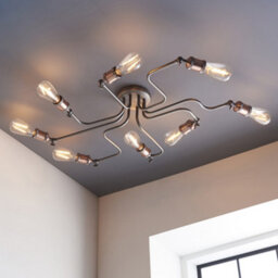 Luminosa Lighting Luminosa Hal Large Industrial Style Multi Arm Flush Light, Aged Pewter & Copper With Adjustable Heads - thumbnail 3
