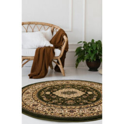 Melrose Classic Traditional Green Vintage Round Rug 133X133Cm - thumbnail 1