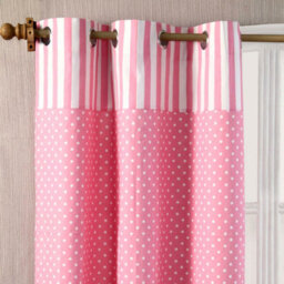 Homescapes Polka Dots Pink Ready Made Eyelet Curtain Pair, 137 X 182 Cm Drop - thumbnail 2