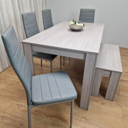 Kosy Koala Modern Grey Dining Table Set With 4 Grey Chairs And 1 Bench Dining Room Furniture - thumbnail 8
