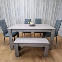 Kosy Koala Modern Grey Dining Table Set With 4 Grey Chairs And 1 Bench Dining Room Furniture - thumbnail 3