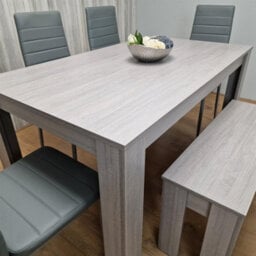 Kosy Koala Modern Grey Dining Table Set With 4 Grey Chairs And 1 Bench Dining Room Furniture - thumbnail 2