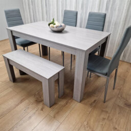 Kosy Koala Modern Grey Dining Table Set With 4 Grey Chairs And 1 Bench Dining Room Furniture - thumbnail 6