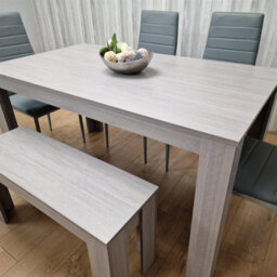 Kosy Koala Modern Grey Dining Table Set With 4 Grey Chairs And 1 Bench Dining Room Furniture - thumbnail 5