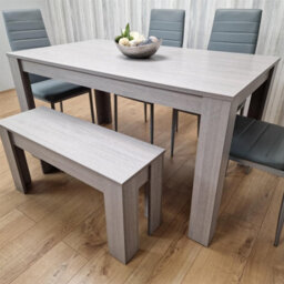 Kosy Koala Modern Grey Dining Table Set With 4 Grey Chairs And 1 Bench Dining Room Furniture - thumbnail 4