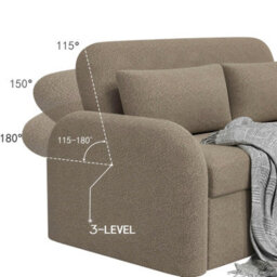 Noma 2-Seater Boucle Sofa Bed - Modern Pull-Out Bed With Cushions For Living Room / Guest Room - Bed: 149Cm (W) 190Cm (L) - Taupe - thumbnail 9