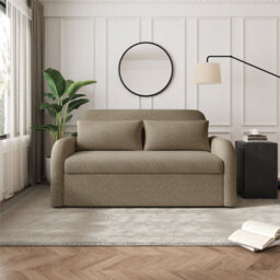 Noma 2-Seater Boucle Sofa Bed - Modern Pull-Out Bed With Cushions For Living Room / Guest Room - Bed: 149Cm (W) 190Cm (L) - Taupe - thumbnail 2