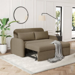 Noma 2-Seater Boucle Sofa Bed - Modern Pull-Out Bed With Cushions For Living Room / Guest Room - Bed: 149Cm (W) 190Cm (L) - Taupe - thumbnail 3