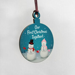 Red Ocean 1St Christmas Together Bauble Wood Tree Decoration Couple Gift - thumbnail 4