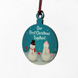 Red Ocean 1St Christmas Together Bauble Wood Tree Decoration Couple Gift - thumbnail 6