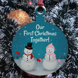 Red Ocean 1St Christmas Together Bauble Wood Tree Decoration Couple Gift - thumbnail 3