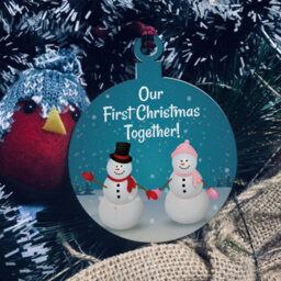 Red Ocean 1St Christmas Together Bauble Wood Tree Decoration Couple Gift - thumbnail 1