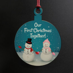 Red Ocean 1St Christmas Together Bauble Wood Tree Decoration Couple Gift - thumbnail 2
