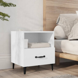 Berkfield Bedside Cabinet White Engineered Wood - thumbnail 1