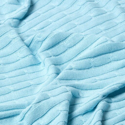 Homescapes Cotton Cable Knit Pastel Blue Throw, 150 X 200 Cm - thumbnail 5