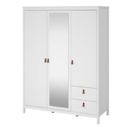 Wyld Haus Wildberry White 3-Door Wardrobe With 1 Mirrored Door And 2 Drawers - thumbnail 5