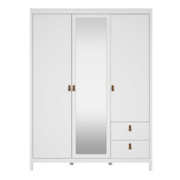 Wyld Haus Wildberry White 3-Door Wardrobe With 1 Mirrored Door And 2 Drawers - thumbnail 4